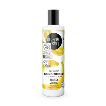 Acondicionador Rellenador Para Cabello Normal Plátano Y Jazmín, Organic Shop 280 Ml