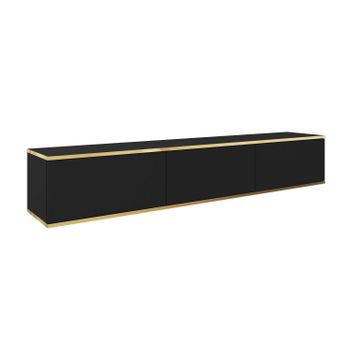 Mesa De Tv Oro Rtv175 175x32x30 Negro & Dorado