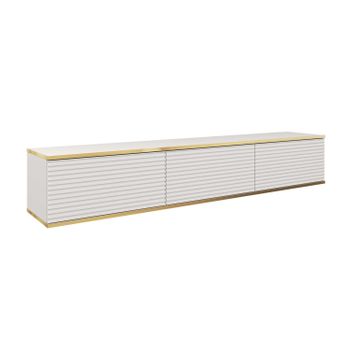 Mesa De Tv Oro Mdf Rtv175 175x32x30 Blanco & Crema