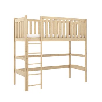 Cama infantil cabina 90x190 cm de madera maciza con protección contra  caídas y somier de láminas - Blanco