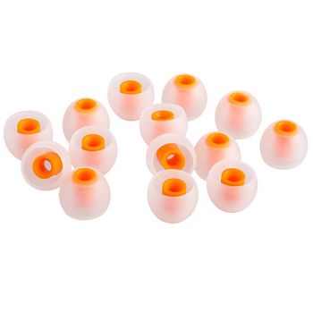 Xcessor (l) 7 Pares (14 Piezas) De Silicona De Reemplazo En Los Auriculares De Oído, Auriculares De Tamaño Grande. Transparente/naranja