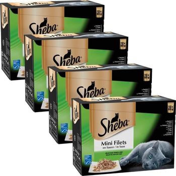 Sheba Mini Filetes Bolsitas Frescura En Salsa - 4 Variedades - Para Gatos - 12 X 85 G (x4)