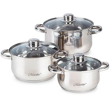 Batería De Cocina Inducción 8 Piezas, Aluminio Forjado, Base Hierro  Fundido, 4 Ollas Con Tapas Cristal Negro Smile Mgk-12 con Ofertas en  Carrefour