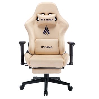 Silla De Oficina Ergonomía De Symino Mp Silla De Carreras Diseño De Silla De Juego Giratoria De Color Crema Con Soporte Para Pies Para Una Carga De 200 Kilogramos