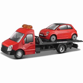 Iveco Daily Rojo Asistencia Grua Con Fiat 500 Escala 1:43 - Bburago 31402