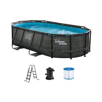 Piscina Desmontable Tubular De Acero Pvc 340x215x80 Cm-outsunny.gris con  Ofertas en Carrefour