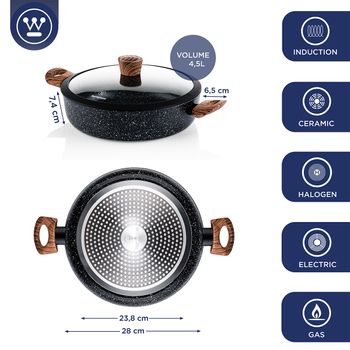 Cocina Non-Wok con Tapa, Sartén con Tapa, para Inducción, Gas 32cm