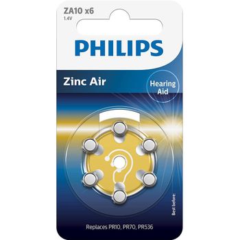 Pilas Philips Audifonos Zinc Aire Za10  Pack 6