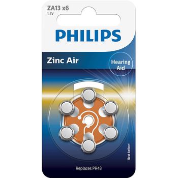 Pilas Philips Audifonos Zinc Aire Za13/pr48 Pack 6