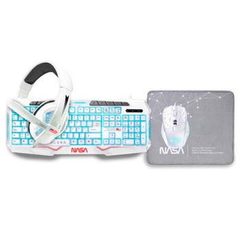 Mars Gaming MCPXWPT Teclado+Ratón+Alfombrilla Blanco PT - Combo