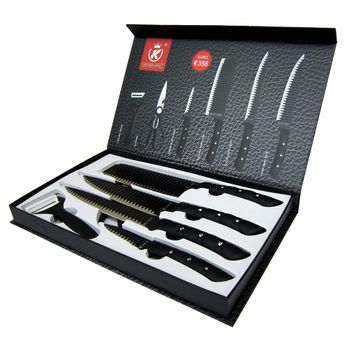 Berlinger Haus Carbon Pro Juego 6 Cuchillos Cocina Profesional, Hoja Acero  Inoxidable Recubrimiento Antiadherente, Cocinero, Cebollero