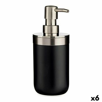 Dispensador De Jabón Plateado Negro Acero Inoxidable Plástico (350 Ml) (6 Unidades)