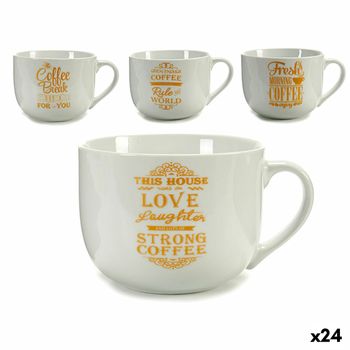 Taza Coffee Porcelana Dorado Blanco 500 Ml 24 Unidades