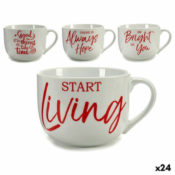 Taza Time Porcelana Rojo Blanco 500 Ml 24 Unidades