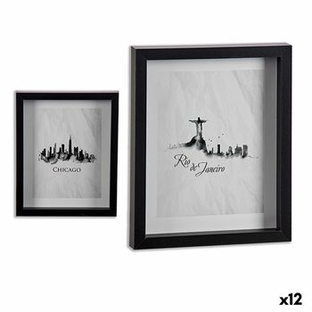 Cuadro Ciudad Negro Vidrio Aglomerado (22 X 2,5 X 27 Cm) (12 Unidades)