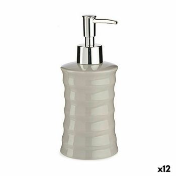 Dispensador De Jabón Ondas Cerámica Gris Metal 12 Unidades (260 Ml)