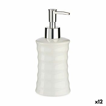 Dispensador De Jabón Ondas Cerámica Metal Blanco (260 Ml) (12 Unidades)