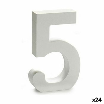 Número 5 Madera Blanco (2 X 16 X 14,5 Cm) (24 Unidades)