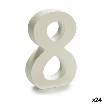 Número 8 Madera Blanco (2 X 16 X 14,5 Cm) (24 Unidades)