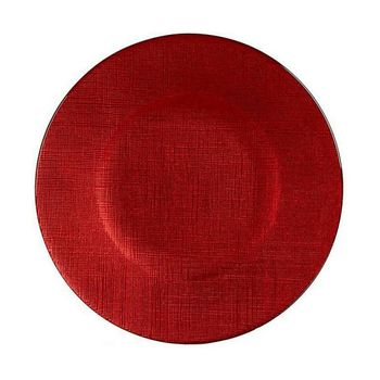 Plato Llano Rojo Vidrio 6 Unidades (21 X 2 X 21 Cm)