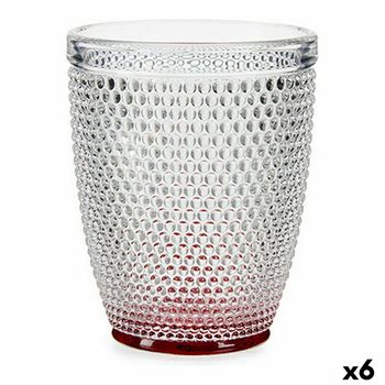 Vaso Rojo Puntos Transparente Vidrio 300 Ml (6 Unidades)