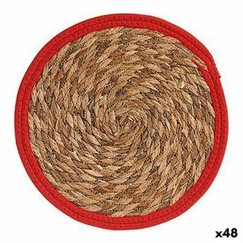 Salvamantel Natural Rojo Fibra Natural (30 X 1 X 30 Cm) (48 Unidades)