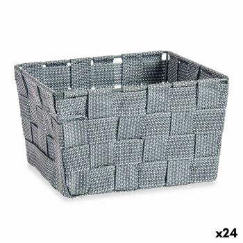 Cesta Trenzada Gris Tela (15 X 10,5 X 20 Cm) (24 Unidades)