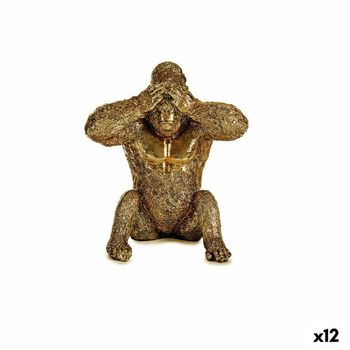 Figura Decorativa Gorila Dorado Resina (9 X 18 X 17 Cm)