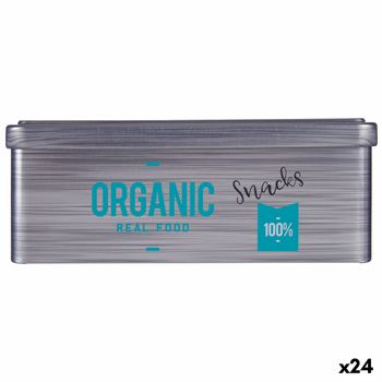 Bote Organic Snacks Gris Hojalata (11 X 7,1 X 18 Cm) (24 Unidades)