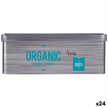 Caja Para Infusiones Organic Tea Gris Hojalata (11 X 7,1 X 18 Cm) (24 Unidades)