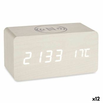 Reloj Digital De Sobremesa Blanco Pvc Madera Mdf (15 X 7,5 X 7 Cm) (12 Unidades)