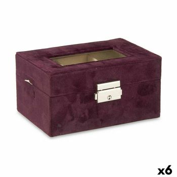 Caja Para Relojes Metal Burdeos (16 X 8,5 X 11 Cm) (6 Unidades)