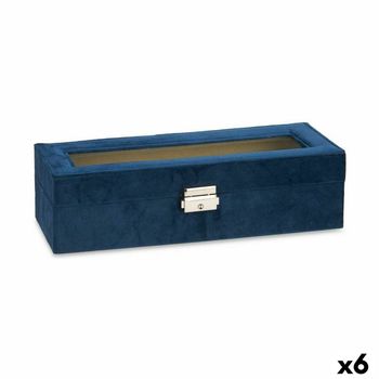 Caja Para Relojes Azul Metal (30,5 X 8,5 X 11,5 Cm) (6 Unidades)