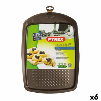 Molde Para Horno Pyrex Asimetria Rectangular Negro Metal 33 X 25 Cm (6 Unidades)