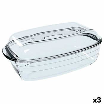 Molde Para Horno Ô Cuisine Rectangular Con Tapa 37,5 X 22,5 X 10,6 Cm Transparente (3 Unidades)