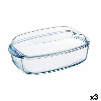 Fuente De Cocina Pyrex Classic Con Tapa 4,5 L 38 X 22 X 11 Cm Transparente Vidrio (3 Unidades)