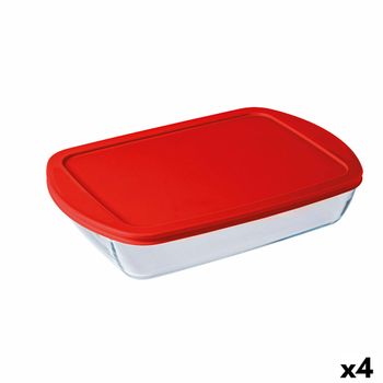 Fiambrera Rectangular Con Tapa Ô Cuisine Cook&store Ocu Transparente Vidrio Silicona 4,5 L (4 Unidades)