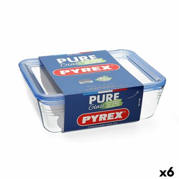 Fiambrera Hermética Pyrex Pure Glass Transparente Vidrio (800 Ml) (6 Unidades)