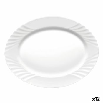 Fuente De Cocina Bormioli Rocco Ebro Ovalado Blanco Vidrio (36 Cm) (12 Unidades)