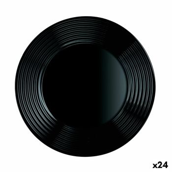 Plato Llano Luminarc Harena Negro Vidrio (25 Cm) (24 Unidades)