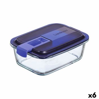 Fiambrera Hermética Luminarc Easy Box Azul Vidrio (6 Unidades) (820 Ml)