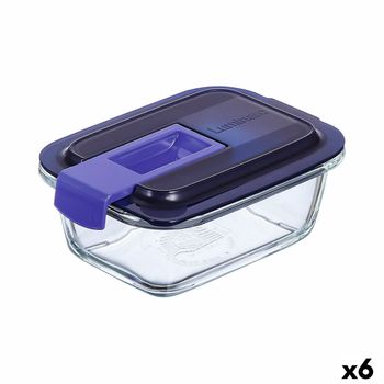 Fiambrera Hermética Luminarc Easy Box Azul Vidrio (380 Ml) (6 Unidades)