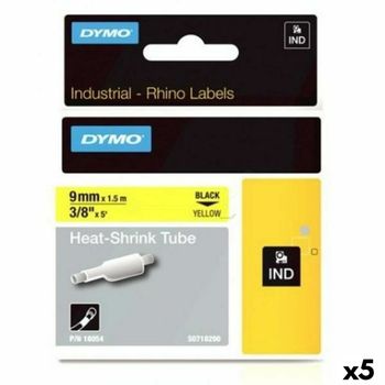 Kit Tubo Termoretráctil Rhino Dymo Id1-9 9 X 1,5 Mm Negro Amarillo (5 Unidades)