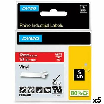 Cinta Laminada Para Rotuladoras Rhino Dymo Id1-12 12 X 5,5 Mm Rojo Blanco Vinilo Autoadhesivas (5 Unidades)