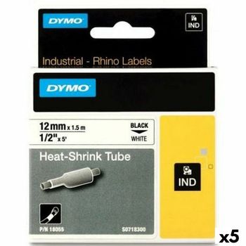 Kit Tubo Termoretráctil Rhino Dymo Id1-12 12 X 1,5 Mm Negro Blanco (5 Unidades)