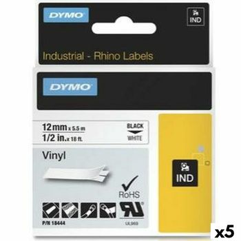 Cinta Laminada Para Rotuladoras Rhino Dymo Id1-12 12 X 5,5 Mm Negro Blanco Vinilo Autoadhesivas (5 Unidades)