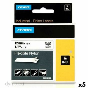 Cinta Laminada Para Rotuladoras Rhino Dymo Id1-12 12 X 3,5 Mm Negro Blanco Autoadhesivas (5 Unidades)