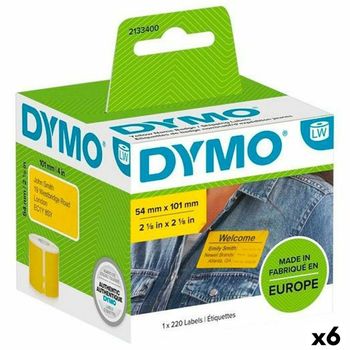 Rollo De Etiquetas Dymo Label Writer 54 X 7 Mm Amarillo 220 Piezas (6 Unidades)