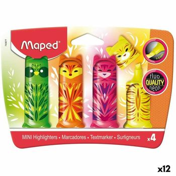 Set De Marcadores Fluorescentes Maped Multicolor 4 Piezas (12 Unidades)