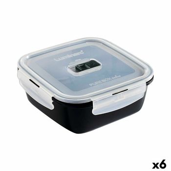 Fiambrera Hermética Luminarc Pure Box Negro 1,22 L Vidrio (6 Unidades)